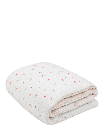 CuddleCo Reversible Cotbed Quilt, 3.5 Tog, Ditsy Cherry, Ditsy Cherry
