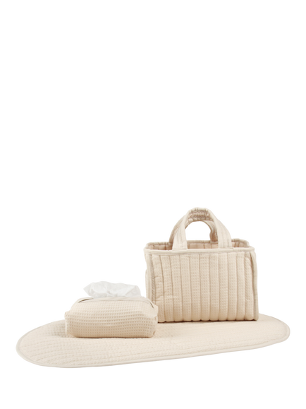 CuddleCo CuddleCo Nappy Caddy Set, Cashmere Waffle, Cahsmere Waffle