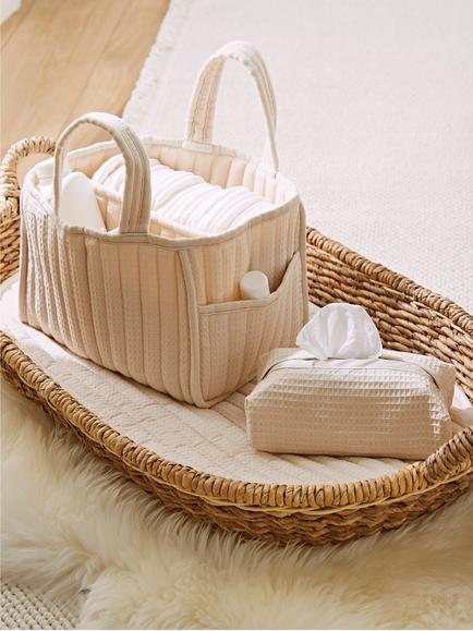 CuddleCo CuddleCo Nappy Caddy Set, Cashmere Waffle - view 2, Cahsmere Waffle