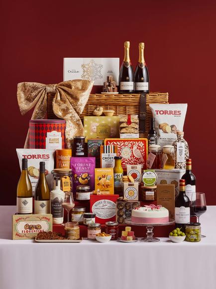 John Lewis Christmas Treasure Chest Wicker Hamper, Multi