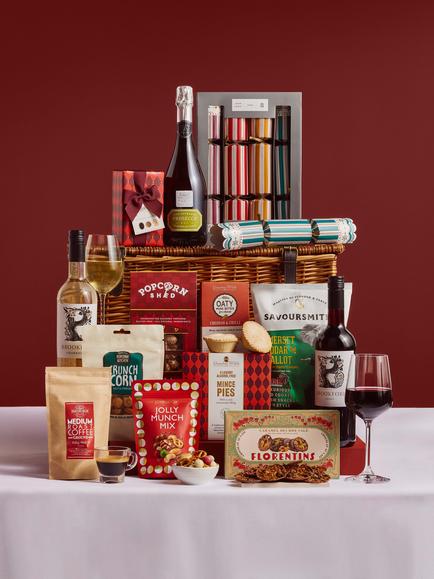 John Lewis Festive Fireside Wicker Hamper, Multi
