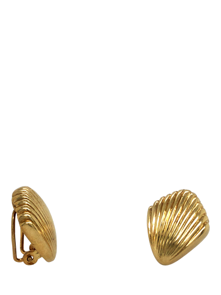 Pre-loved 9ct Yellow Gold Shell Clip-On Stud Earrings, Dated Edinburgh 1998 - view 2, Yellow Gold