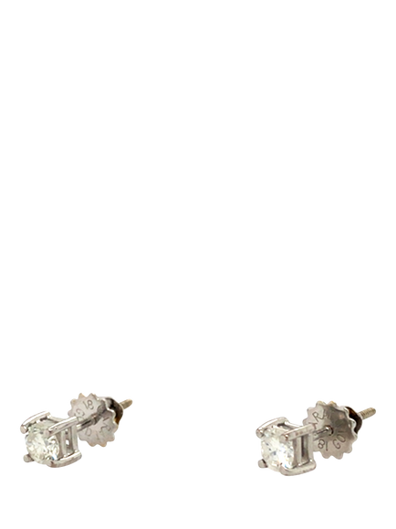 Pre-loved 18ct White Gold Single Stone Diamond Stud Earrings - view 2, White Gold