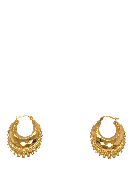 Pre-loved 9ct Yellow Gold Facetted Bead Hoop Earrings, Dated London 1990, Yellow Gold