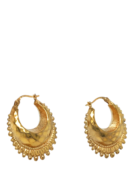 Pre-loved 9ct Yellow Gold Facetted Bead Hoop Earrings, Dated London 1990 - view 2, Yellow Gold