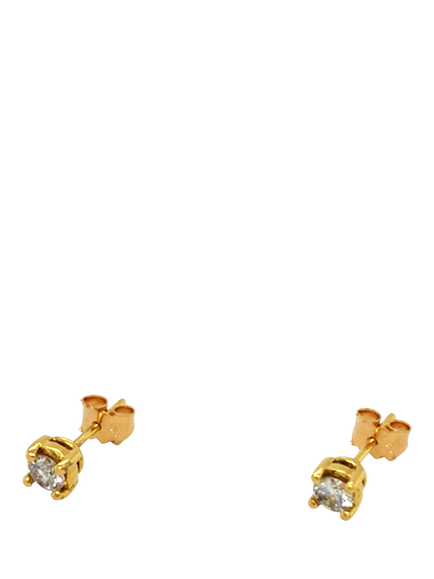 Pre-loved 18ct Yellow Gold Single Stone Diamond Claw-Set Stud Earrings - view 2, Yellow Gold