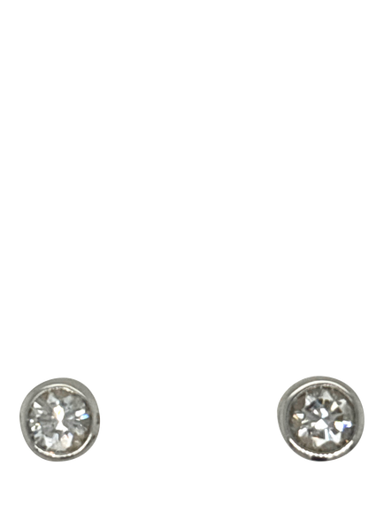 Pre-loved 18ct Yellow and White Gold Single Stone Diamond Stud Earrings, Yellow Gold/White Gold