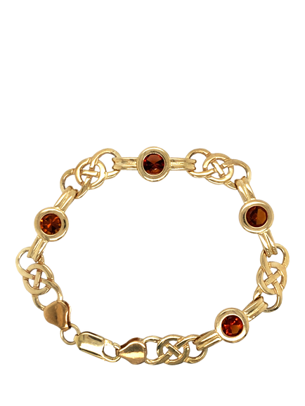 Pre-loved 9ct Yellow Gold 4-Stone Citrine Celtic Link Bracelet, Yellow Gold