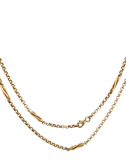 Pre-loved 9ct Yellow Gold Round and Long Link Chain Necklace, Dated Birmingham 1993, Yellow Gold