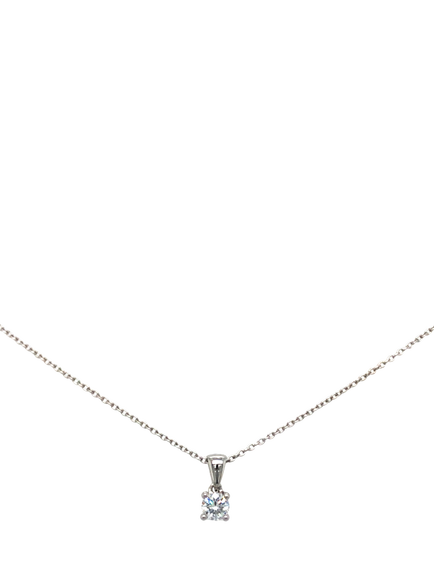 Pre-loved 18ct White Gold Single Stone Link Chain Diamond Necklace, White Gold