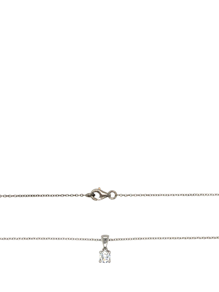 Pre-loved 18ct White Gold Single Stone Link Chain Diamond Necklace - view 2, White Gold
