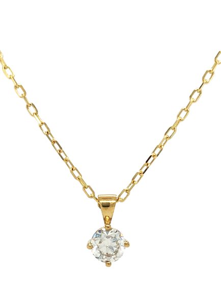 Pre-loved 9ct Yellow Gold Single Stone Diamond Claw-Set Pendant Necklace, Yellow Gold