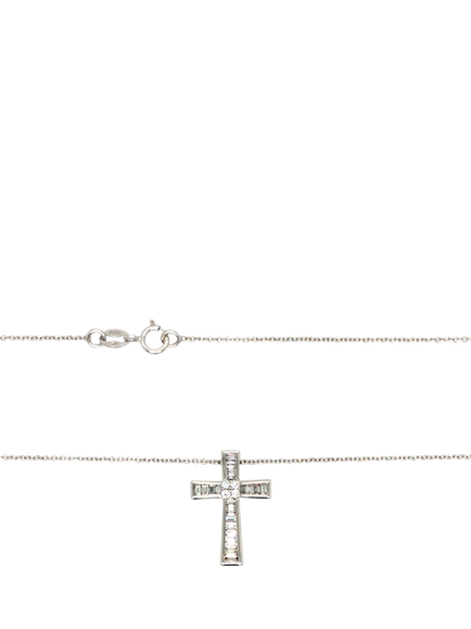Pre-loved 18ct White Gold Diamond Cross Necklace - view 2, White Gold