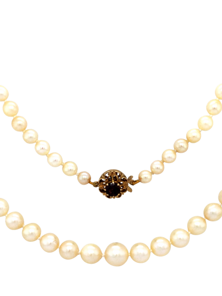 Pre-loved Vintage Graduated Pearl Necklace, Circa Birmingham 1963, Yellow Gold