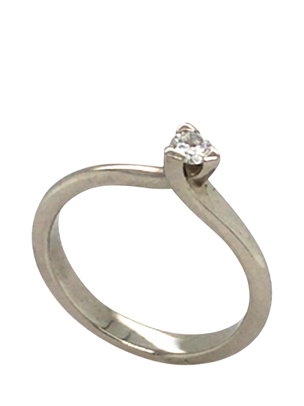 Pre-loved Platinum Single Stone Claw-Set Diamond Ring, J - view 2, Platinum