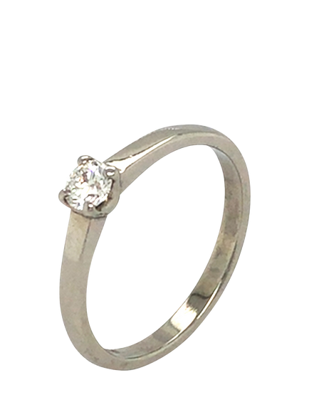Pre-loved Platinum Single Stone Claw-Set Diamond Ring, L - view 2, Platinum