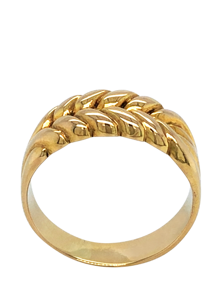 Pre-loved 9ct Yellow Gold Plaited Top Ring, T 1/2, Yellow Gold