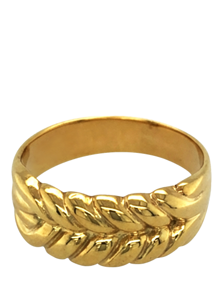 Pre-loved 9ct Yellow Gold Plaited Top Ring, T 1/2 - view 2, Yellow Gold