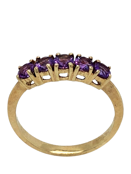 Pre-loved 9ct Yellow Gold 5-Stone Amethyst Claw-Set Ring, P, Yellow Gold