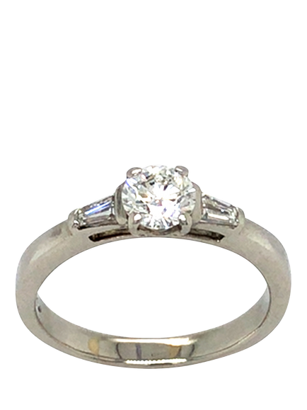 Pre-loved Platinum 3-Stone Tapered Baguette Diamond Ring, O, Platinum