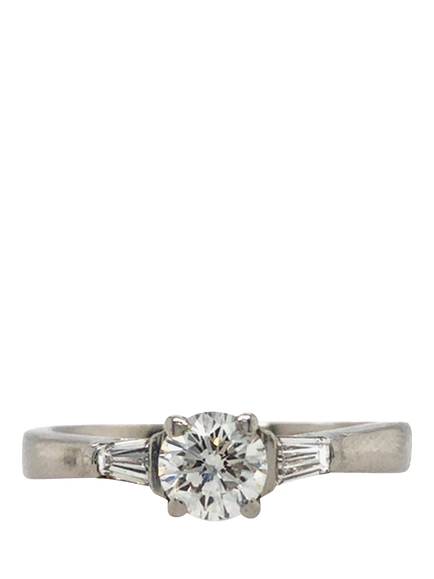 Pre-loved Platinum 3-Stone Tapered Baguette Diamond Ring, O - view 2, Platinum