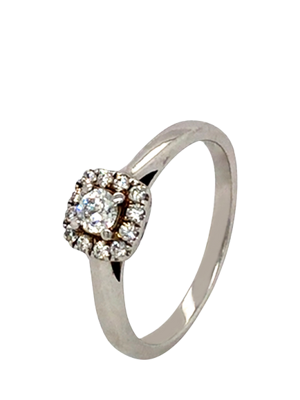 Pre-loved 18ct White Gold 13-Stone Diamond Cluster Ring, L 1/2 - view 2, White Gold