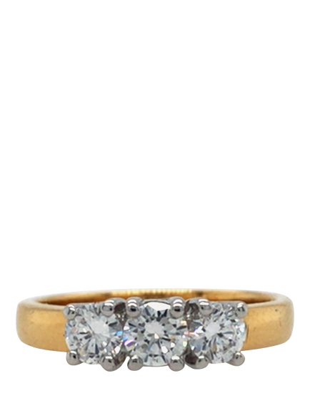 Pre-loved 18ct Yellow Gold 3-Stone Diamond Claw-Set Ring, O, Yellow Gold