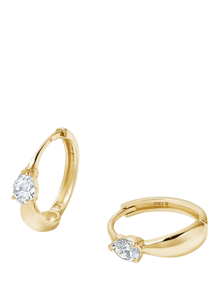 Created Brilliance 9ct Gold Pear Lab Grown Diamond Dome Huggie Hoop Earrings, Yellow Gold
