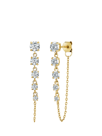 Created Brilliance 9ct Yellow Gold Lab Grown Diamond Graduated Drop Earrings, Yellow Gold
