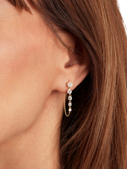 Created Brilliance 9ct Yellow Gold Lab Grown Diamond Graduated Drop Earrings - view 2, Yellow Gold