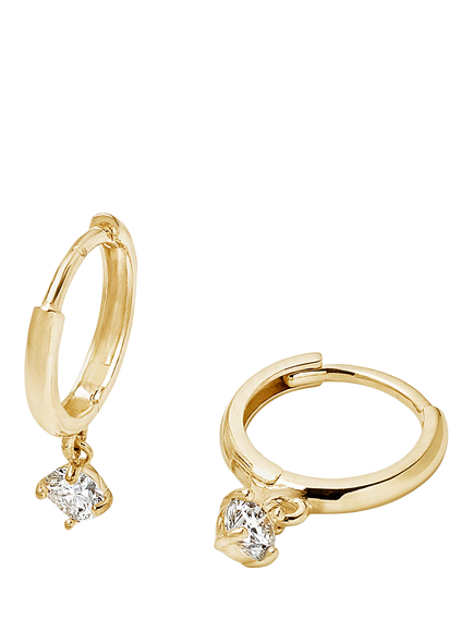 Created Brilliance 9ct Gold Lab-Grown Diamond Charm Huggie Hoop Earrings, Yellow Gold