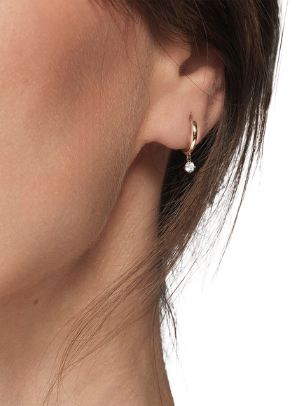 Created Brilliance 9ct Gold Lab-Grown Diamond Charm Huggie Hoop Earrings - view 2, Yellow Gold