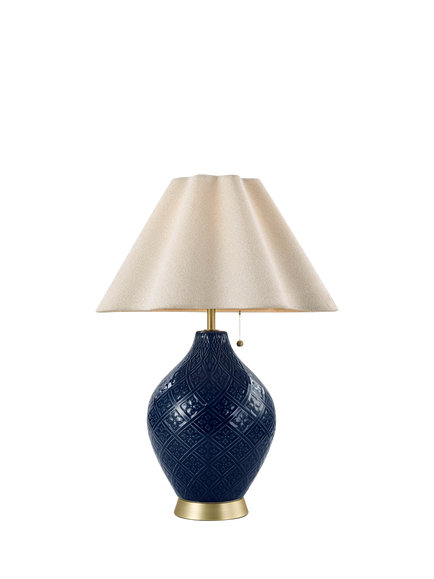 Laura Ashley Mr Jones Ceramic Table Lamp, Navy Blue, Dark Blue