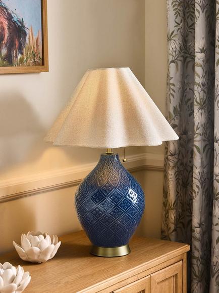 Laura Ashley Mr Jones Ceramic Table Lamp, Navy Blue - view 2, Dark Blue