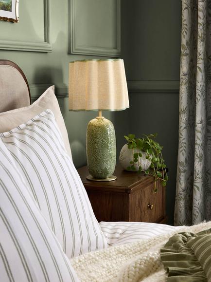 Laura Ashley Silchester Ceramic Table Lamp, Sage Green - view 2, Light Green