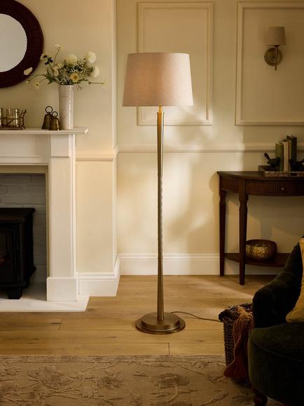 Laura Ashley Sullivan Floor Lamp, Matt Champagne - view 2, Champagne