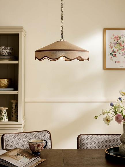 Laura Ashley Buckenham Woven Rattan Pendant Ceiling Light, Brown - view 2, Brown