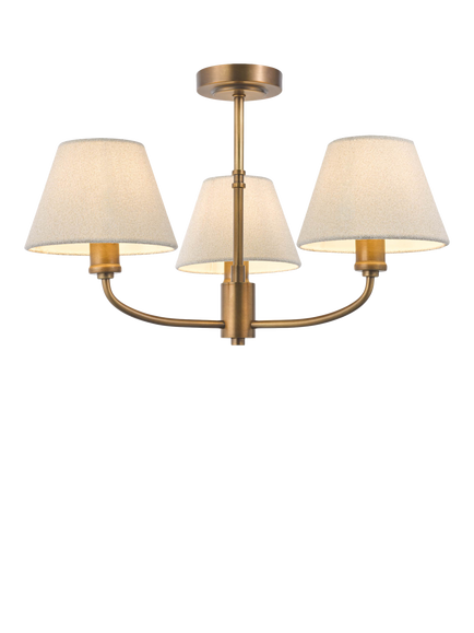 Laura Ashley Denston 3 Arm Semi Flush Ceiling Light, Antique Bronze, Bronze