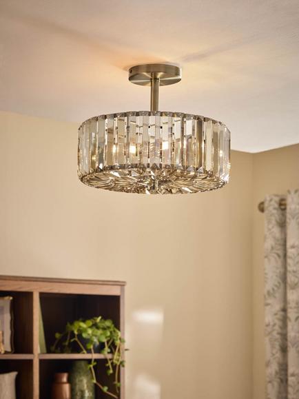 Laura Ashley Fernhurst 3 Bulb Flush Ceiling Light, Champagne Gold - view 2, Champagne