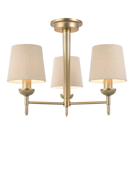 Laura Ashley Sullivan 3 Arm Semi Flush Ceiling Light, Champagne, Champagne
