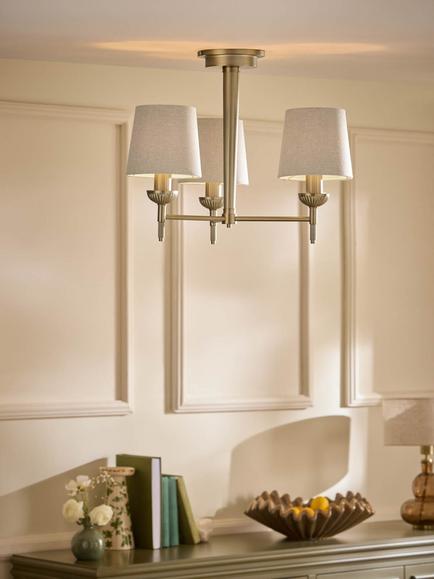 Laura Ashley Sullivan 3 Arm Semi Flush Ceiling Light, Champagne - view 2, Champagne