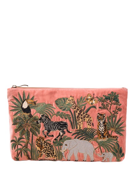 Elizabeth Scarlett Wildlife Zipped Pouch, Multi, Coral
