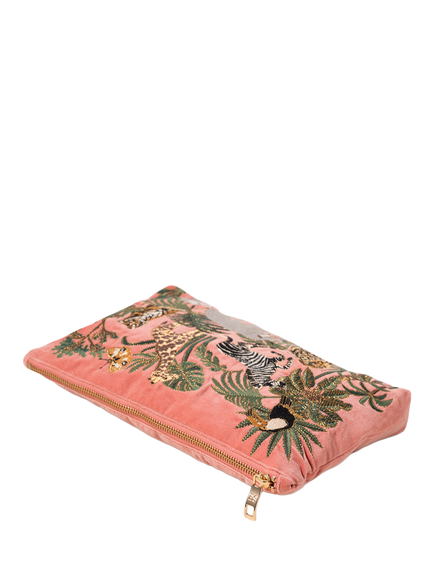 Elizabeth Scarlett Wildlife Zipped Pouch, Multi - view 2, Coral