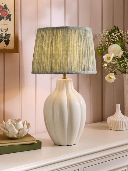 Laura Ashley Scallop Ceramic Table Lamp Base, Cream - view 2, Cream