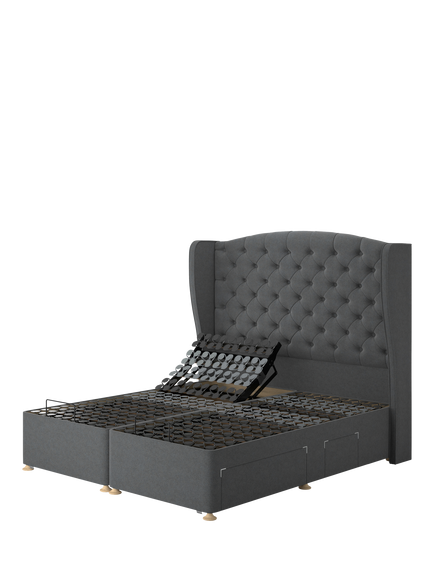 TEMPUR® OUTLET Suffolk Adjustable Disc Continental 4 Drawer Divan Base, Super King Size, Dark Grey, Dark Grey