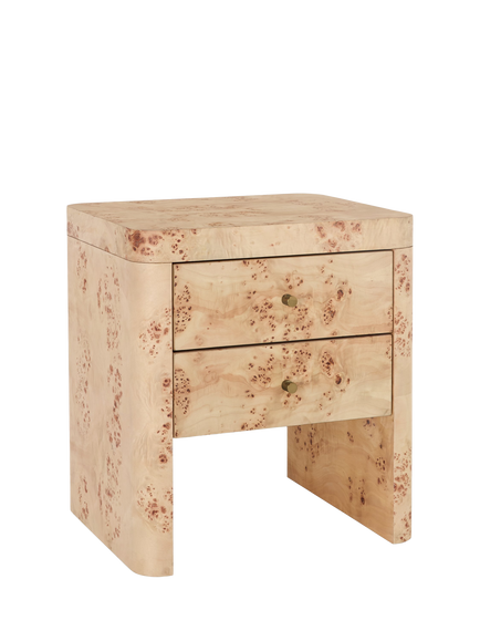 John Lewis OUTLET Burl 2 Drawer Bedside Table, Like New, Natural Beige, Natural Beige