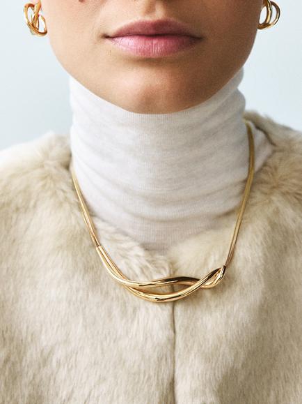 EDBLAD Nouveau Twist Bar Necklace, Gold - view 2, Gold
