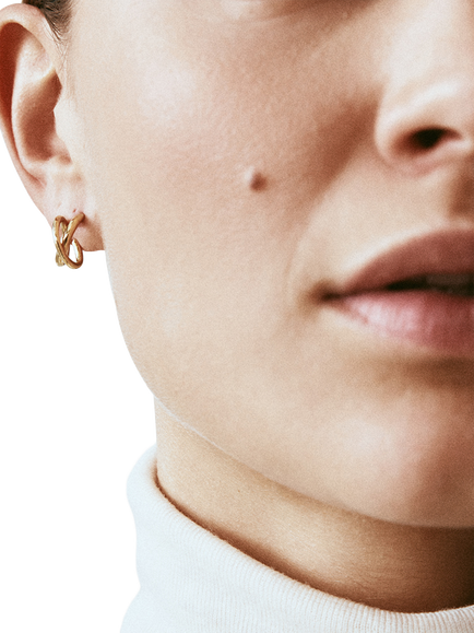 EDBLAD Twisted Mini Hoop Earrings, Gold - view 2, Gold