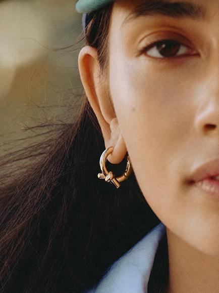 EDBLAD Novel Knot Large Hoop Earrings, Gold - view 2, Gold