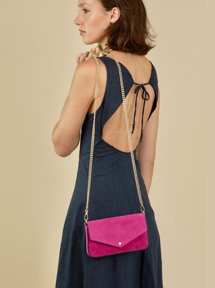 Apatchy London Munro Suede Shoulder Bag, Hot Pink - view 2, Hot Pink